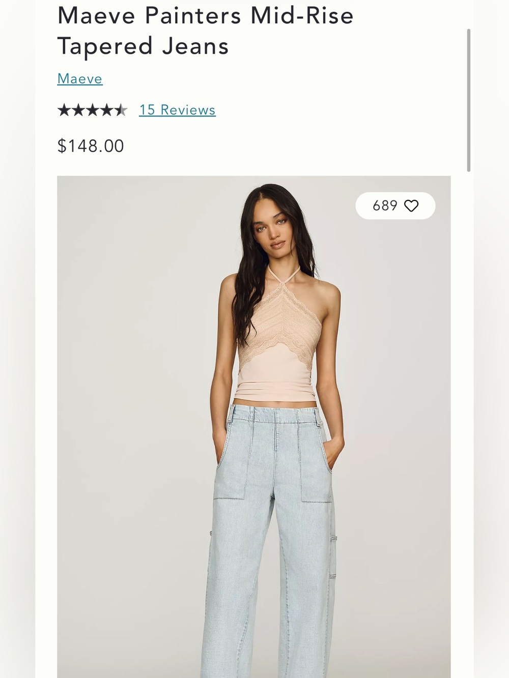 Anthropologie Maeve Light Wash Denim Painter Pants